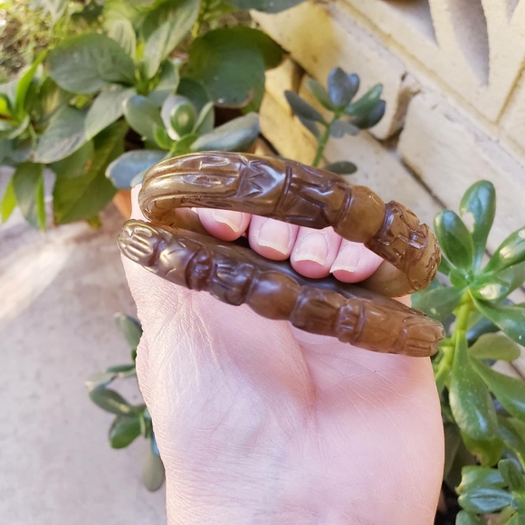 Dynasty "2 dragons Playing Pearl" Jade Bangle - Picture 7 of 8